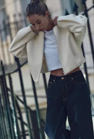 ZARA 소프트 퍼프 봄버 자켓