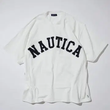 NAUTICA 화이트 자수 로고 T셔츠 S 사이즈