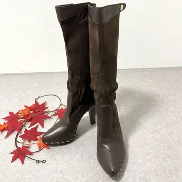 세르지오로시 롱 부츠 스웨이드 천연 가죽 힐 23