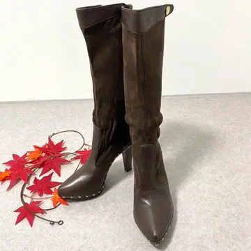 세르지오로시 롱 부츠 스웨이드 천연 가죽 힐 23