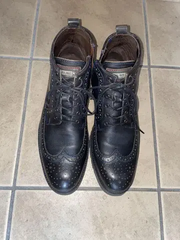 피콜리노스 네이비 네이비 가죽 신발 사이드 지퍼 43