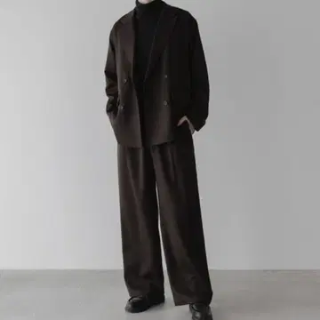 단종 remer 루즈 세미 와이드 스트레이트 팬츠 다크 브라운 슬랙스