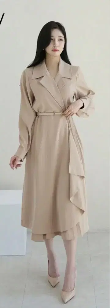 베이지 셔츠 원피스 긴팔