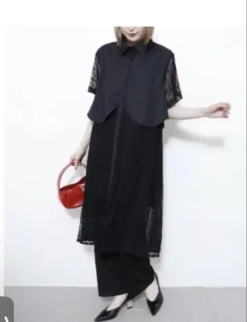 레이스 도킹 셔츠 원피스