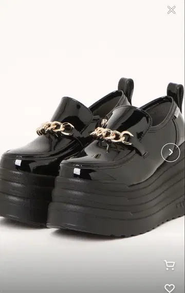 요스케 통굽 로퍼 골드 체인 블랙 새상품급 25cm