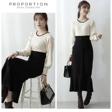PROPORTIONBODYDRESSING 바이칼라 니트 원피스