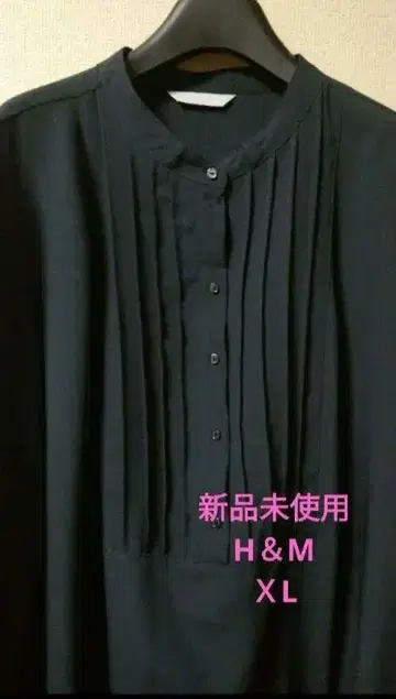 H&M 플리츠 블랙 셔츠 XL 미사용 새상품