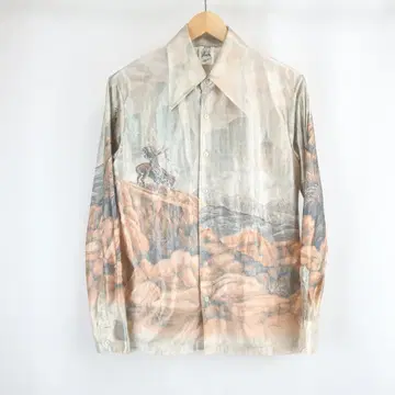 70s VINTAGE KENNINGTON 인디언 올 패턴 셔츠 구제 의류