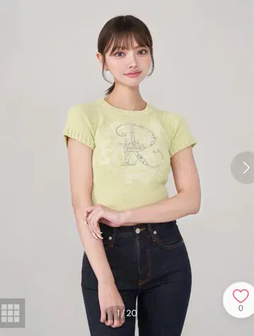 다리치 DR 비쥬 플라워 니트탑 Darich 라임