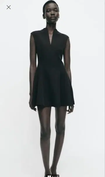 ZARA 블랙 슬리브리스 크레이프 미니 원피스 XS