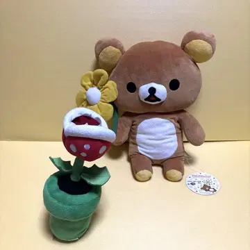 리락쿠마 플라워 봉제 인형과 팩맨 플라워 봉제 인형 (중고품)