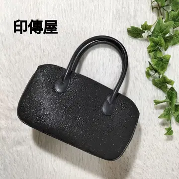 인덴야 핸드백 미니 꽃무늬 광택 가죽 포멀