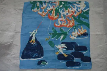 45rpm 반다나 스카프 그림책 반다나 토끼와 백합 패턴 거즈지