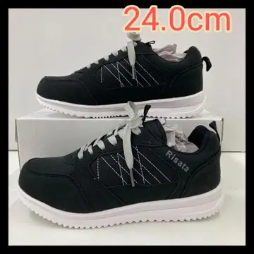 24.0cm 새상품 여성용 경량 컬러 슈즈 스니커즈 블랙
