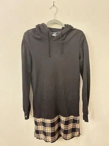 DROPDEAD 후드 부착 후드티 체크 무늬