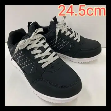 24.5cm 새상품 여성용 경량 컬러 슈즈 화려한 스니커즈 블랙