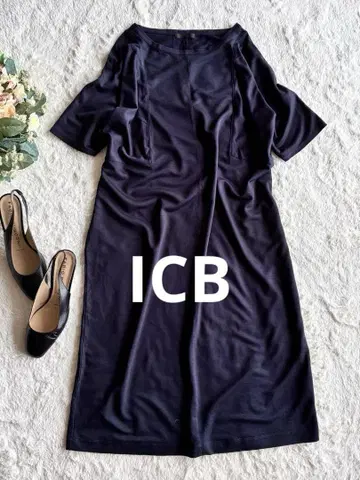 ICB 아이씨비 거의 미사용 돌먼 슬리브 롱 원피스 배색 디자인