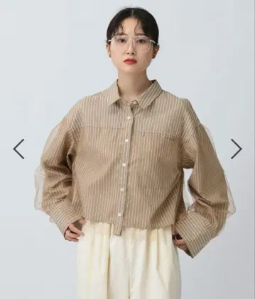 LEPSIM 튤 레이어 스트라이프 셔츠