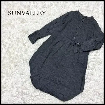 하자품 [ SUNVALLEY ] 선밸리 밴드 카라 긴팔 셔츠 튜닉 그레이