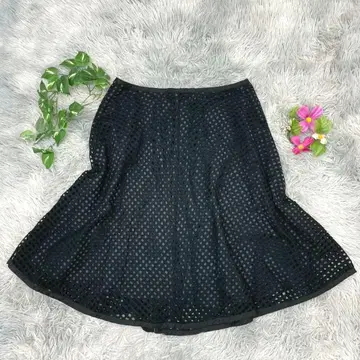[ TALBOTS ] 플레어 스커트 블랙 10 L 상당 무지 메쉬