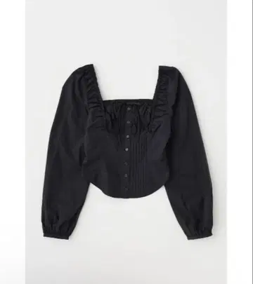 moussy 퍼프 슬리브 코르셋 핏 블라우스 블랙
