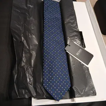 BOSS 네이비 도트 무늬 넥타이