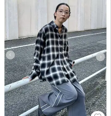 체크 오버 셔츠 블랙 미사용 새상품