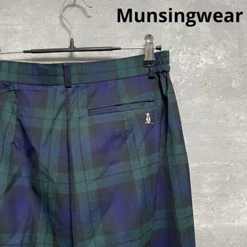 먼싱웨어 Munsingwear 체크 무늬 울 팬츠 펭귄 자수