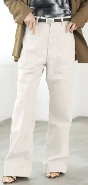 [ 새상품 ] 베이지 하이웨스트 와이드 팬츠