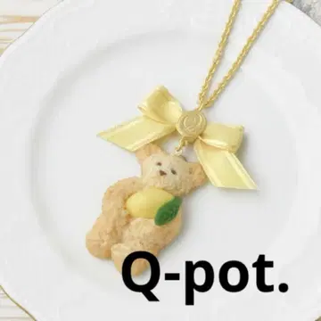 Q-pot. 테디베어 메이플 쿠키 x 레몬 목걸이