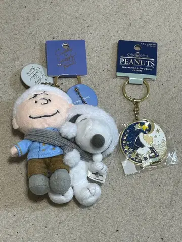 USJ 스누피 & 찰리 브라운 봉제 인형 참 키체인