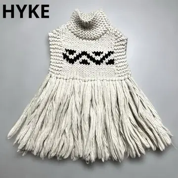 HYKE 최근 프린지 베스트 코위찬 니트 로우 게이지 하이넥 하이크