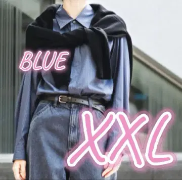 새상품 25AW 유니클로 유 드레이프 셔츠 블루 XXL