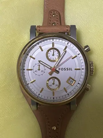 FOSSIL 크로노그래프 손목시계 실버/브라운 배터리 방전