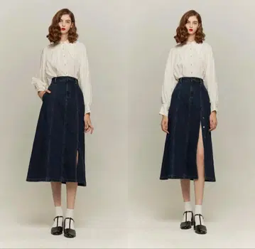 Tnewties 피치용 메모를 보며 스커트 데님 롱