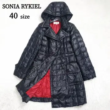 새상품급 소니아 리키엘 롱 다운 자켓 후드 입고 벗기 허리 마크 블랙 L