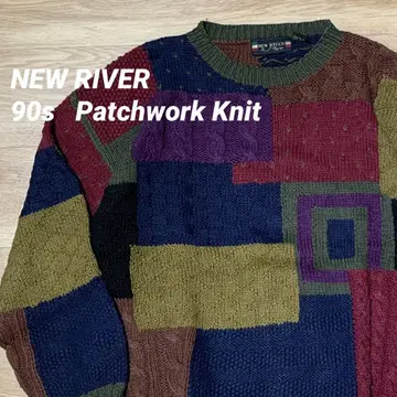 [ NEW RIVER ] 구제 의류 90s 패치워크 니트 M 사이즈