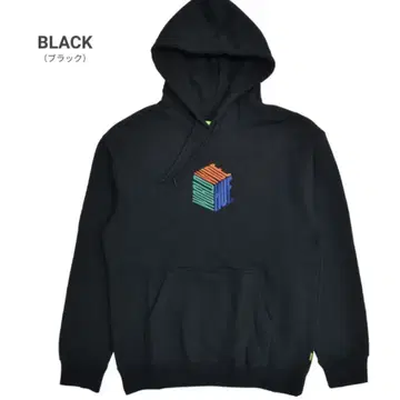 HUF 로고 자수 블랙 후드티 하프 후디 블랙