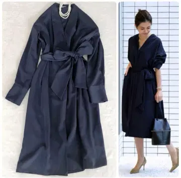 IENA x CLASSY. 노카라 셔츠 원피스 네이비 사이즈 36