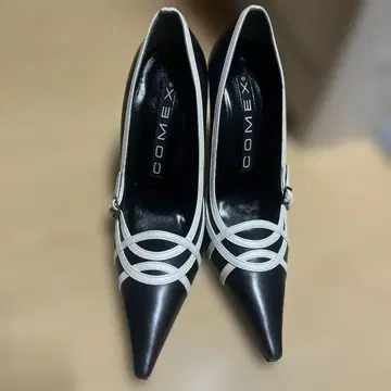 COMEX 블랙/화이트 스틸레토 하이힐