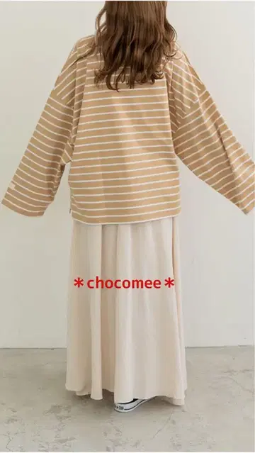chocomee 릴렉스 보더 롱 T