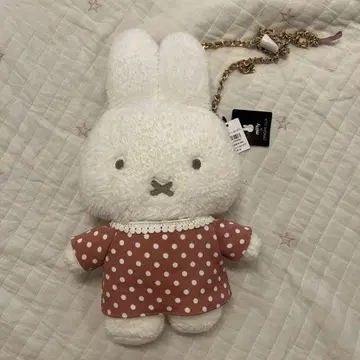 오파크 클립 미피 인형백 대 핑크 빨간색 도트