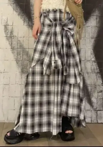 JEANASIS 지나시스 셔츠 라이크 아지메 체크 롱 스커트