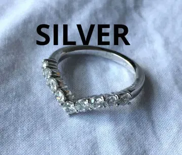 빈티지 V컷 실버 반지 SILVER 지르콘 하프 이터니티