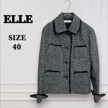 [ELLE 엘르] 트위드 자켓 (L) 프린지 아우터 포멀 고급