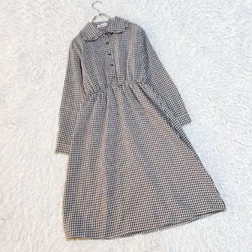 [ Twinkle,pm ] 플레어 원피스 깅엄 체크 긴팔 브라운