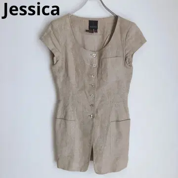 제시카 반팔 베스트 지레 버튼 상의 린넨 베이직 USA6