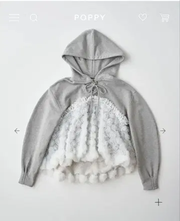 POPPY 아사기니뇨 TULLE DOCKING HOODIE (GRAY)