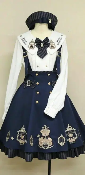 Amavel Secret Royal Bear 블라우스 네이비 부속품 완비