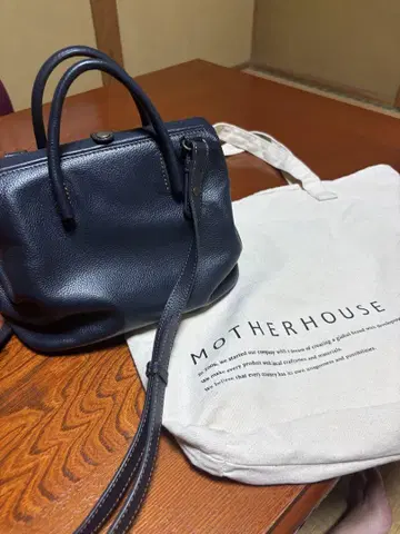 MOTHERHOUSE 네이비 가죽 숄더백